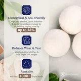 Wool Dryer Balls Organic XL 6-Pack, 100% New Zealand Chemical Free